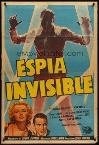7e209 INVISIBLE AGENT Argentinean '42 Ilona Massey, fx artwork of invisible man w/WWII spotlights!