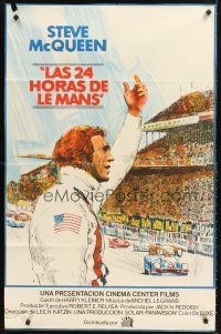 7e216 LE MANS Argentinean '71 best close up of race car driver Steve McQueen waving at fans!