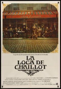 7e223 MADWOMAN OF CHAILLOT Argentinean '69 Katharine Hepburn & cast members sitting outside cafe!