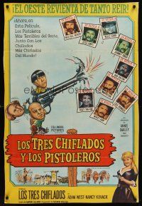 7e240 OUTLAWS IS COMING Argentinean '65 The Three Stooges with Curly-Joe are wacky cowboys!