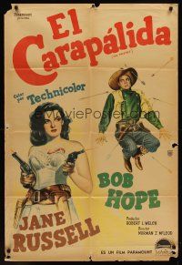 7e241 PALEFACE Argentinean '48 art of Bob Hope & sexy Jane Russell with pistol!