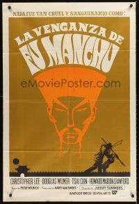 7e271 VENGEANCE OF FU MANCHU Argentinean '67 cool art of Asian villain Christopher Lee!