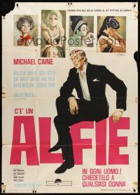 7e277 ALFIE Italian 1p '66 different art of Michael Caine & sexy girls by Sandro Symeoni!