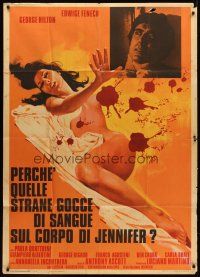 7e301 CASE OF THE BLOODY IRIS Italian 1p '72 artwork of sexy naked Edwige Fench covered in blood!