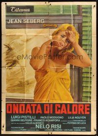 7e315 DEAD OF SUMMER Italian 1p '70 artwork of beautiful Jean Seberg wearing only a towel!