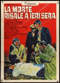 7e316 DEATH OCCURRED LAST NIGHT Italian 1p '70 art of Raf Vallone & cops at murder scene!