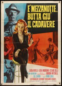 7e324 E MEZZANOTTE, BUTTA GIU IL CADAVERE Italian 1p '66 sexy crime art by Mario Piovano/Paradiso!