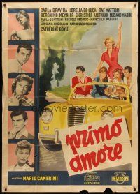 7e334 FIRST LOVE Italian 1p '59 Mario Camerini's Primo Amore, art of teens in convertible!