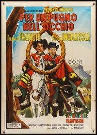 7e335 FISTFUL OF KNUCKLES Italian 1p '65 wacky spaghetti western art by Bob Deseta!