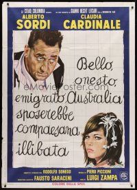 7e343 GIRL IN AUSTRALIA Italian 1p '71 artwork of sexy Claudia Cardinale & Alberto Sordi!
