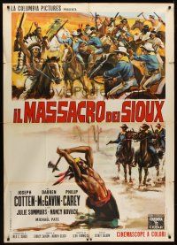 7e351 GREAT SIOUX MASSACRE Italian 1p '65 cool different cowboys vs. Native American Indians art!