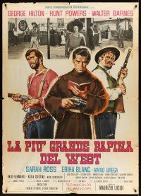 7e353 HALLELUJA FOR DJANGO Italian 1p '67 cool art of cowboys & priest with gun by Symeoni!