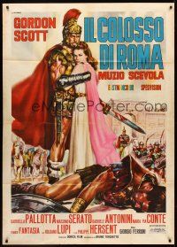 7e360 HERO OF ROME Italian 1p '64 full-length art of gladiator Gordon Scott by Renato Casaro!