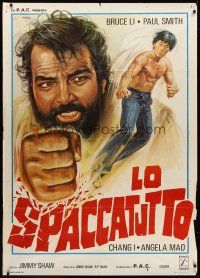 7e417 RETURN OF THE TIGER Italian 1p '79 kung fu artwork of Bruce Li by Studio E2!