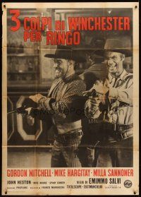 7e457 THREE GRAVES FOR A WINCHESTER Italian 1p '66 Mitchell, Mickey Hargitay, spaghetti western!