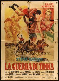 7e463 TROJAN HORSE Italian 1p '62 different art of mighty Steve Reeves by Averardo Ciriello!