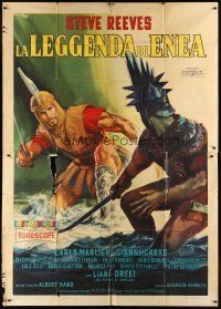 7e081 AVENGER Italian 2p '64 La Leggenda di Enea, Steve Reeves, sword-and-sandal, Ciriello art!