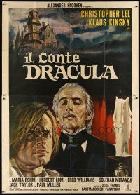 7e091 COUNT DRACULA Italian 2p '70 Jess Franco, art of vampire Christoper Lee & Kinski by Mos!