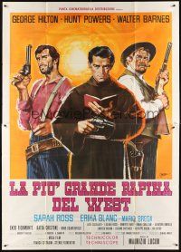 7e103 HALLELUJA FOR DJANGO Italian 2p '67 cool art of cowboys & priest with gun by Symeoni!
