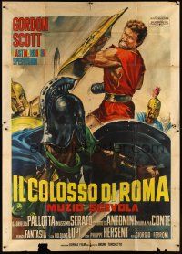 7e104 HERO OF ROME Italian 2p '64 different art of Gordon Scott in battle by Renato Casaro!