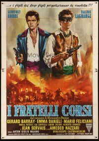 7e111 LIONS OF CORSICA style B Italian 2p '61 cool Corsican Brothers swashbuckler art by Casaro!