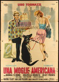 7e130 RUN FOR YOUR WIFE Italian 2p '65 Polidoro's Una moglie americana, wife-shopping, Symeoni art