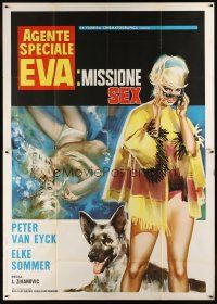 7e133 SEDUCTION BY THE SEA Italian 2p '63 artwork of sexy Elke Sommer & dog by Sandro Symeoni!
