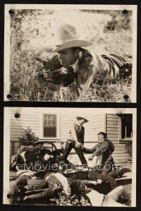 7f875 GUILTY TRAIL 2 7.5x10 stills '38 cowboy Bob Baker close up with gun & after shoot out!