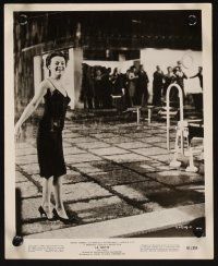 7f901 LA NOTTE 2 8x10 stills '61 Michelangelo Antonioni, Jeanne Moreau & partygoers at pool in rain!