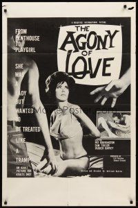7g039 AGONY OF LOVE 1sh '66 William Rotsler, sexy Pat Barrington, from Penthouse to Playgirl!