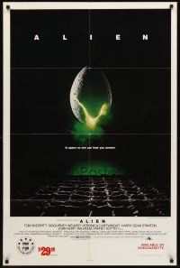7g048 ALIEN video 1sh R86 Ridley Scott outer space sci-fi monster classic, cool hatching egg image!