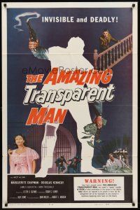 7g057 AMAZING TRANSPARENT MAN 1sh '59 Edgar Ulmer, cool fx art of the invisible & deadly convict!