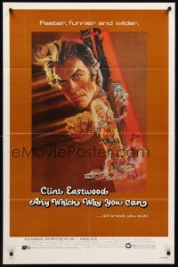 7g067 ANY WHICH WAY YOU CAN 1sh '80 cool artwork of Clint Eastwood & Clyde by Bob Peak!