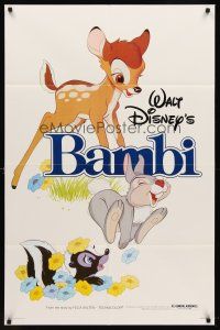 7g080 BAMBI 1sh R82 Walt Disney cartoon classic, great art with Thumper & Flower!