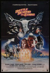 7g086 BATTLE BEYOND THE STARS 1sh '80 Richard Thomas, Robert Vaughn, Gary Meyer sci-fi art!