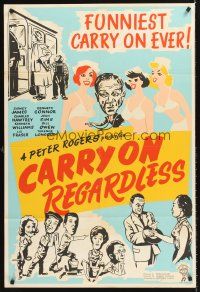 7g006 CARRY ON REGARDLESS English 1sh '63 Sidney James, Kenneth Connor, wacky comedy!