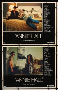 7h064 ANNIE HALL 8 LCs '77 Woody Allen & Shelley Duvall, a nervous romance!