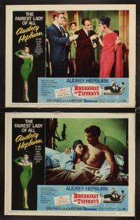 7h129 BREAKFAST AT TIFFANY'S 8 LCs R65 Audrey Hepburn & George Peppard, Blake Edwards classic!