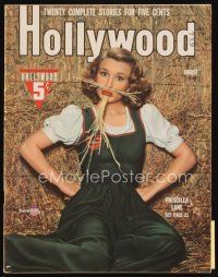 7j104 HOLLYWOOD magazine August 1941 great wacky portrait of Priscilla Lane!