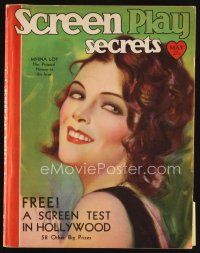 7j043 SCREEN PLAY magazine May 1930 wonderful art of pretty Myrna Loy, her pictorial history!