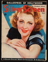 7j062 SILVER SCREEN magazine May 1936 artwork of Ruby Keeler in sailor outfit by Marland Stone!