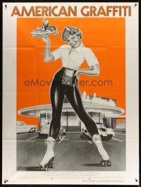 7k270 AMERICAN GRAFFITI French 1p '74 George Lucas teen classic, great art of sexy carhop!