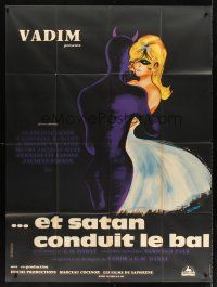 7k272 AND SATAN CALLS THE TURNS French 1p '62 art of Catherine Deneuve dancing with Devil by Siry!