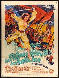 7k274 ANNE OF THE INDIES French 1p '51 different Soubie art of fabulous pirate queen Jean Peters!