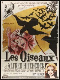 7k300 BIRDS CinePoster REPRO French 1p '83 Alfred Hitchcock, Grinsson art of bird attack on Hedren!