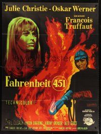 7k400 FAHRENHEIT 451 French 1p '67 Francois Truffaut, cool art of Christie & Werner by Noel!
