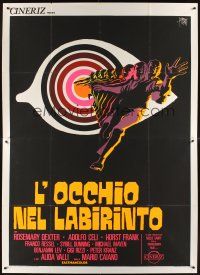 7k053 EYE IN THE LABYRINTH Italian 2p '72 Adolfo Celi, cool giallo horror art by Sandro Symeoni!