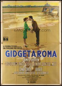 7k057 GIDGET GOES TO ROME Italian 2p '63 different Olivetti art of James Darren & Cindy Carol!