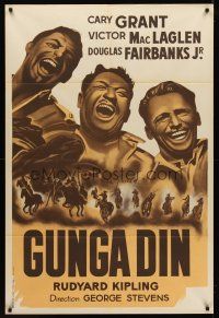 7m023 GUNGA DIN French 31x47 R40s different art of Cary Grant, Douglas Fairbanks Jr. & McLaglen!