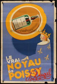 7m030 NOYAU DE POISSY French 31x47 advertising poster '30s apricot liqueur art by R. Feuillie!